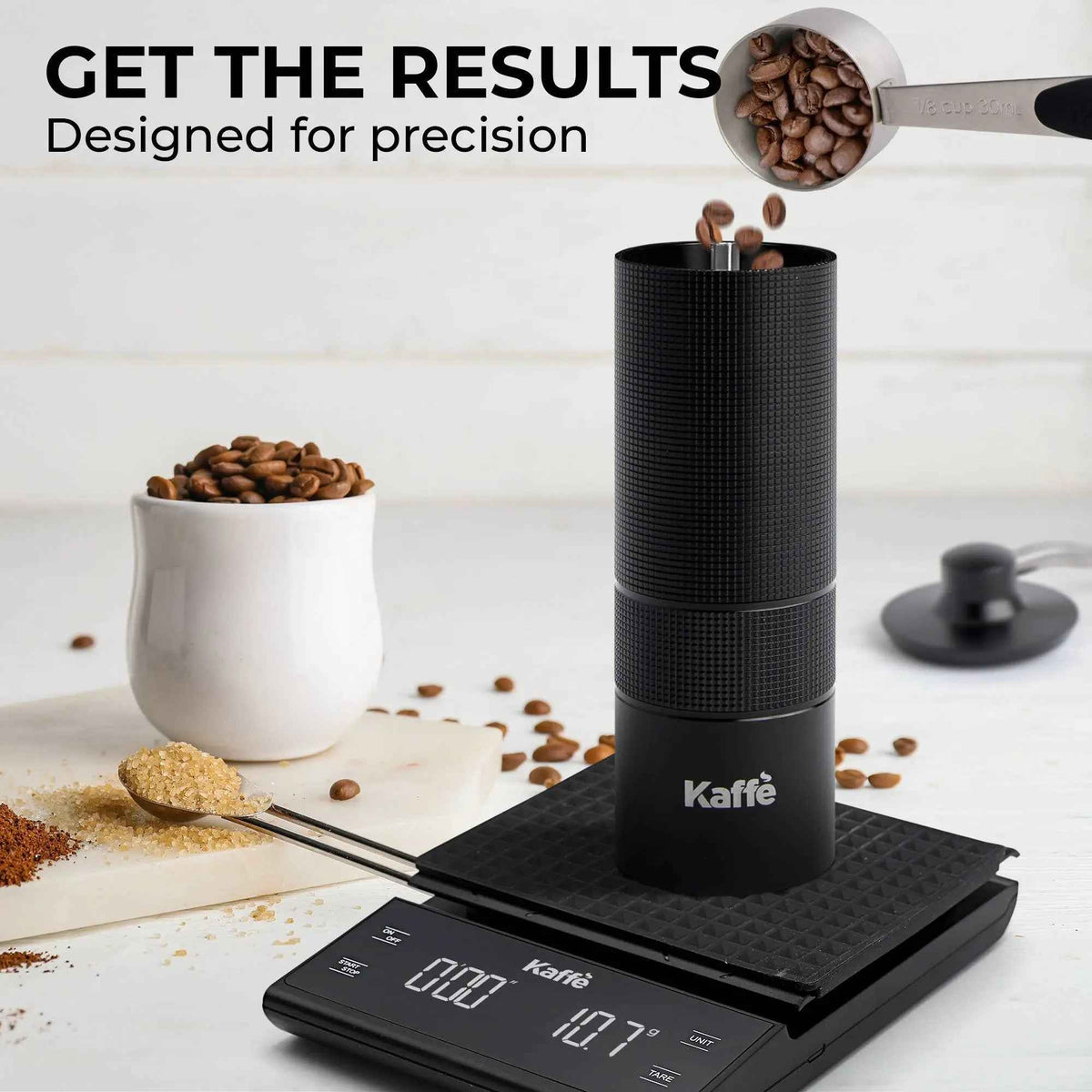 Manual Coffee Grinder by Kaffè - One Grind Makes Up to 20 Ounces of Coffee