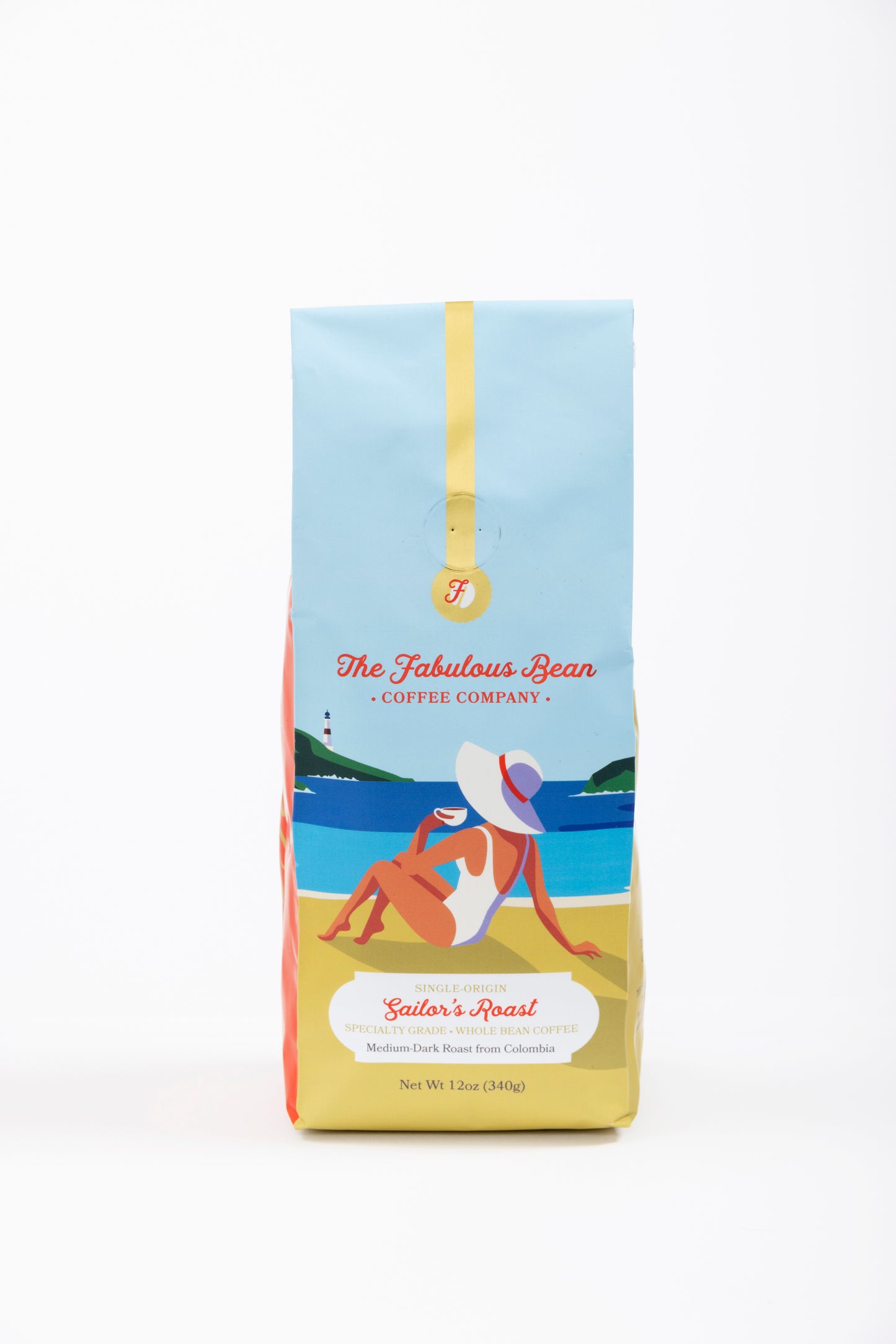 SAILOR'S ROAST - Medium-Dark Roast Single Origin Whole Bean Specialty Coffee from Colombia   12 oz.