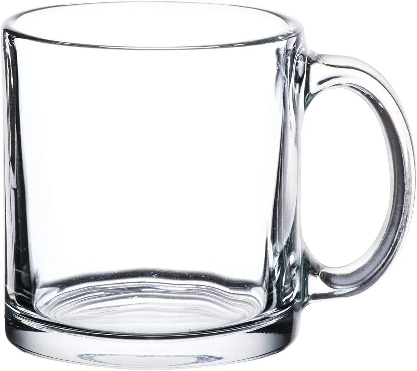 Crystal Coffee Mug with handle made of clear glass displayed against a white background.