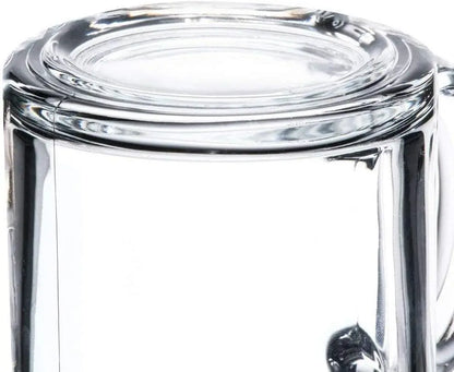 Crystal coffee mug turned upside down to display the bottom.
