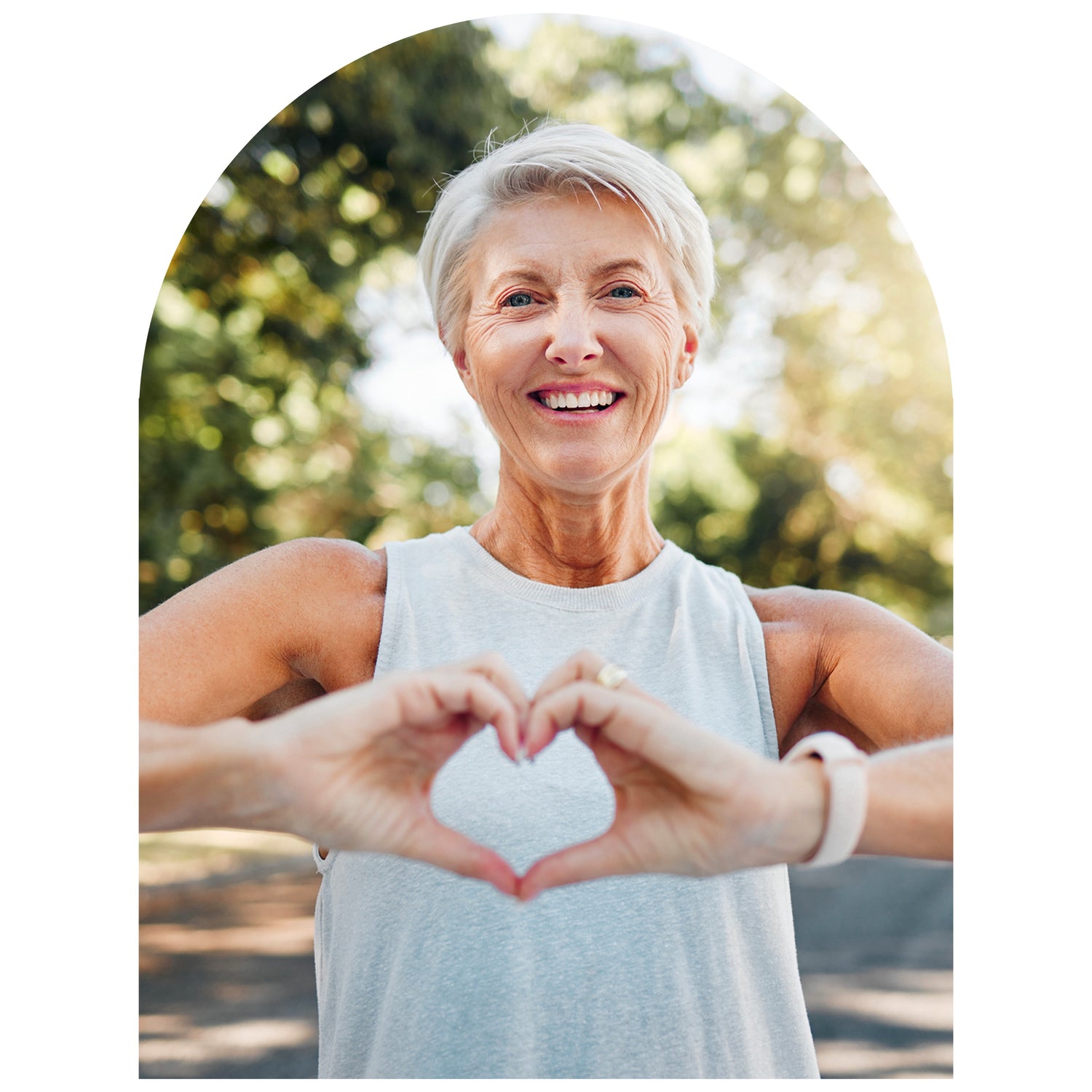 Fabulous Bean Coffee image of attractive and healthy-looking mature lady in work out clothes.